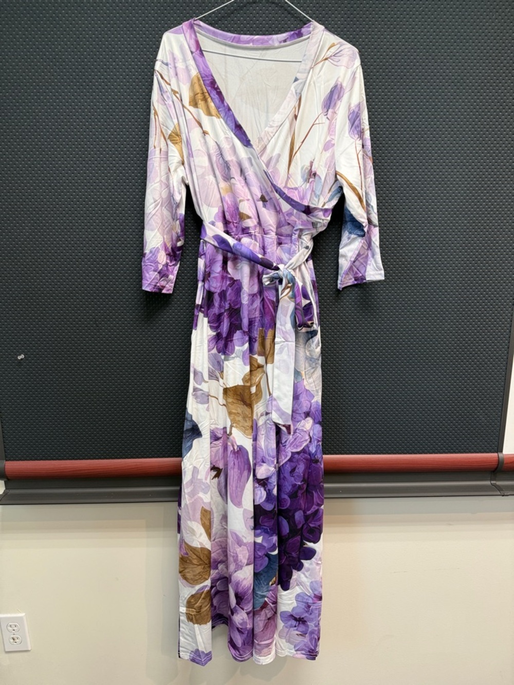 Purple Floral Wrap Maxi Dress